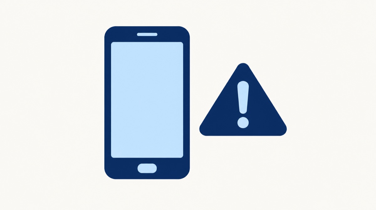 スマホと警告三角で勧誘への注意を示した図